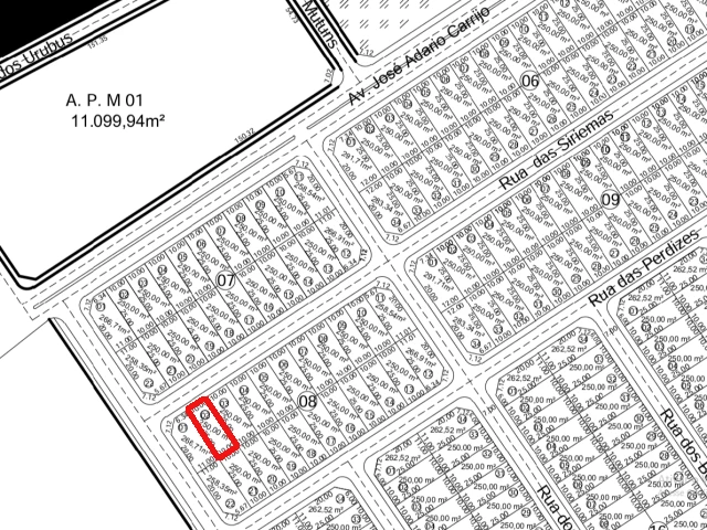 Terreno c/ área de 250m²